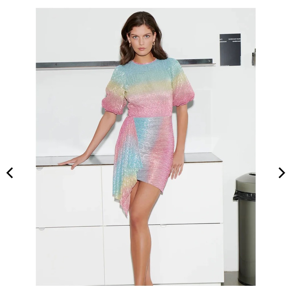 SAYLOR Pastel Rainbow Sequin Mini Dress - Pink, Blue, Yellow